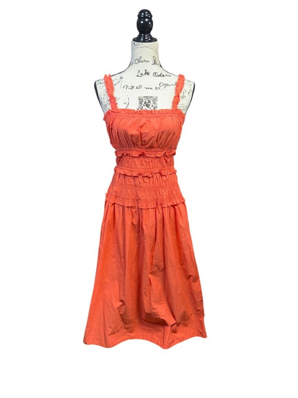 Eliza J Womens Orange Smocked Cotton Sundress Size 6